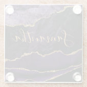 紫と金ゴールドフェイクグリッター大理石 ガラスコースター (裏面)