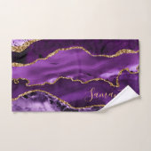 紫と金ゴールドフェイクグリッター大理石 ハンドタオル (ハンドタオル)