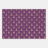 紫と金ゴールドフランスのの女性、エッフェルタワー、ブドウ ラッピングペーパーシート (正面2)