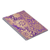 紫と金ゴールドフローラマンダラパターン ノートブック (右側)