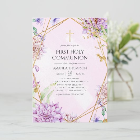 紫と金ゴールドフローラ幾何学聖域 招待状 (スタンド正面)