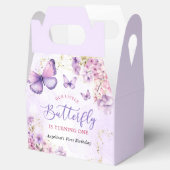 紫と金ゴールドフローラ蝶の最初の誕生日 フェイバーボックス (オープン)