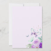 紫と金ゴールドフローラ蝶誕生日 招待状 (裏面)