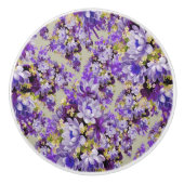 紫と金ゴールドフローラ セラミックノブ (正面)