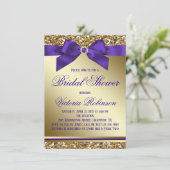紫と金ゴールドブライダルシャワー 招待状 (スタンド正面)