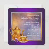 紫と金ゴールドブライダル茶パーティー 招待状 (裏面)