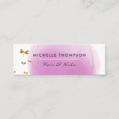 紫と金ゴールドブラシストロークの名刺 スキニー名刺 (正面)