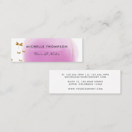 紫と金ゴールドブラシストロークの名刺 スキニー名刺