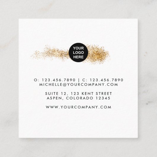 紫と金ゴールドブラシストロークの名刺 スクエア名刺 (裏面)