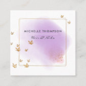 紫と金ゴールドブラシストロークの名刺 スクエア名刺 (正面)