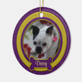 紫と金ゴールドペットフォトクリスマスオーナメント セラミックオーナメント (左)