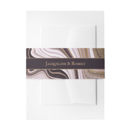 紫と金ゴールドマーブル結婚ズ 招待状ベリーバンド