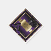 紫と金ゴールドメタリック – 00誕生日 | DIY文字 スタンダードカクテルナプキン (角)