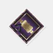 紫と金ゴールドメタリック – 50誕生日 | DIY文字 スタンダードカクテルナプキン (角)