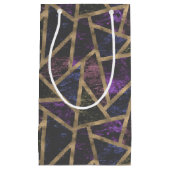 紫と金ゴールドモザイク模様 スモールペーパーバッグ (正面)