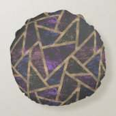 紫と金ゴールドモザイク模様 ラウンドクッション (裏面)
