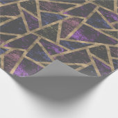 紫と金ゴールドモザイク模様 ラッピングペーパー (角)