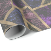 紫と金ゴールドモザイク模様 ラッピングペーパー (ロールコーナー)