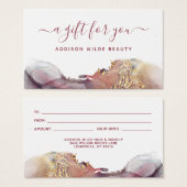 紫と金ゴールドモダンの水彩色ギフトカード (正面&裏面)