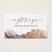 紫と金ゴールドモダンの水彩色ギフトカード (正面)