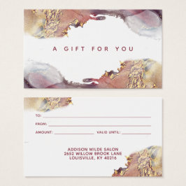 紫と金ゴールドモダンの液体インクギフトカード