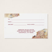 紫と金ゴールドモダンの液体インクギフトカード (裏面)