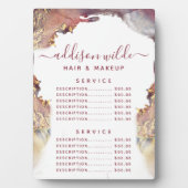 紫と金ゴールドモダンの液体インク価格メニュー フォトプラーク (正面)