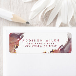 紫と金ゴールドモダンの液体インク戻り ラベル