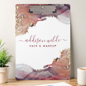 紫と金ゴールドモダンの液体水カラーインク クリップボード