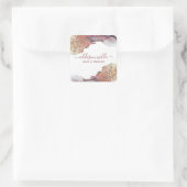 紫と金ゴールドモダンの液体水カラーインク スクエアシール (バッグ)