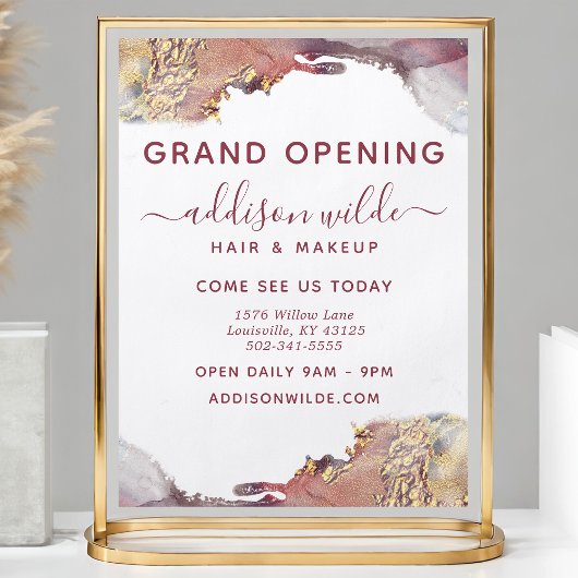 紫と金ゴールドモダンの液体水カラーインク チラシ