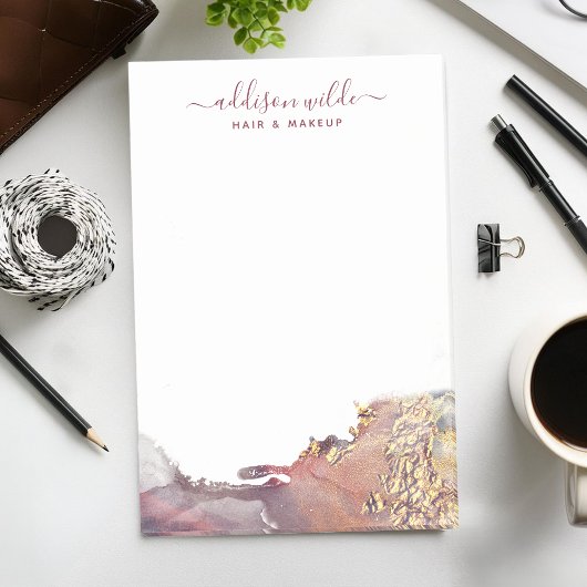 紫と金ゴールドモダンの液体水カラーインク ポストイット