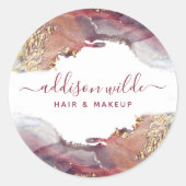 紫と金ゴールドモダンの液体水カラーインク ラウンドシール (正面)