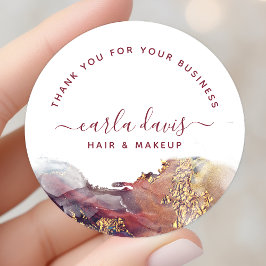 紫と金ゴールドモダンの液体水カラーインク ラウンドシール