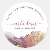 紫と金ゴールドモダンの液体水カラーインク ラウンドシール (正面)