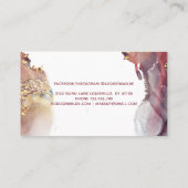 紫と金ゴールドモダンの液体水カラーインク ロイヤリティカード (裏面)