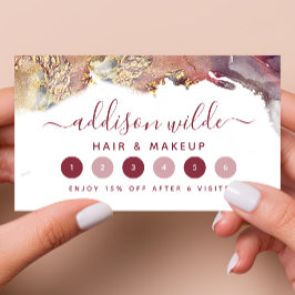 紫と金ゴールドモダンの液体水カラーインク ロイヤリティカード