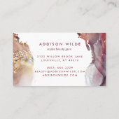 紫と金ゴールドモダンの液体水カラーインク 名刺 (裏面)