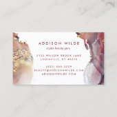 紫と金ゴールドモダンの液体水カラーインク 名刺 (裏面)