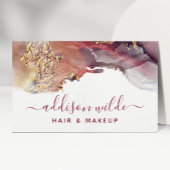 紫と金ゴールドモダンの液体水カラーインク 名刺