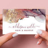 紫と金ゴールドモダンの液体水カラーインク 名刺