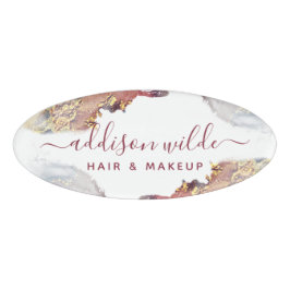 紫と金ゴールドモダンの液体水カラーインク 名札