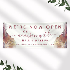 紫と金ゴールドモダンの液体水カラーインク 横断幕