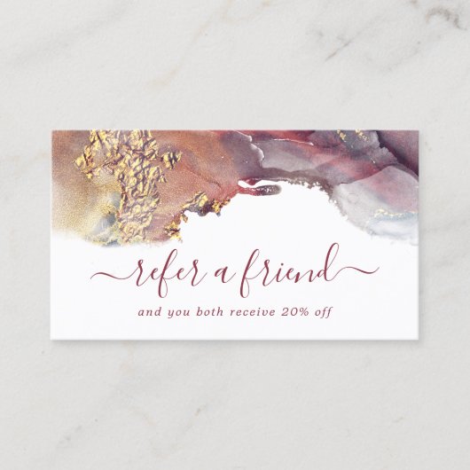 紫と金ゴールドモダンの液体水カラーインク 紹介カード (正面)