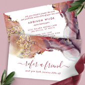 紫と金ゴールドモダンの液体水カラーインク 紹介カード