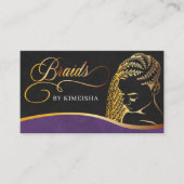 紫と金ゴールドモダンの編みサロン  名刺 (正面)