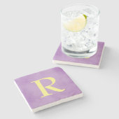 紫と金ゴールドモノグラム ストーンコースター (横)