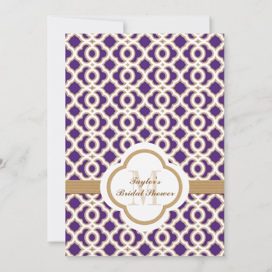 紫と金ゴールドモロッコのブライダルシャワー招待状 招待状 (裏面)