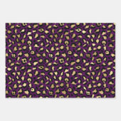 紫と金ゴールドレオパード ラッピングペーパーシート (正面)