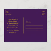 紫と金ゴールド光沢のある紙吹雪ドット日付を保存 案内ポストカード (裏面)